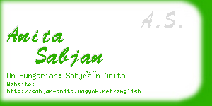 anita sabjan business card